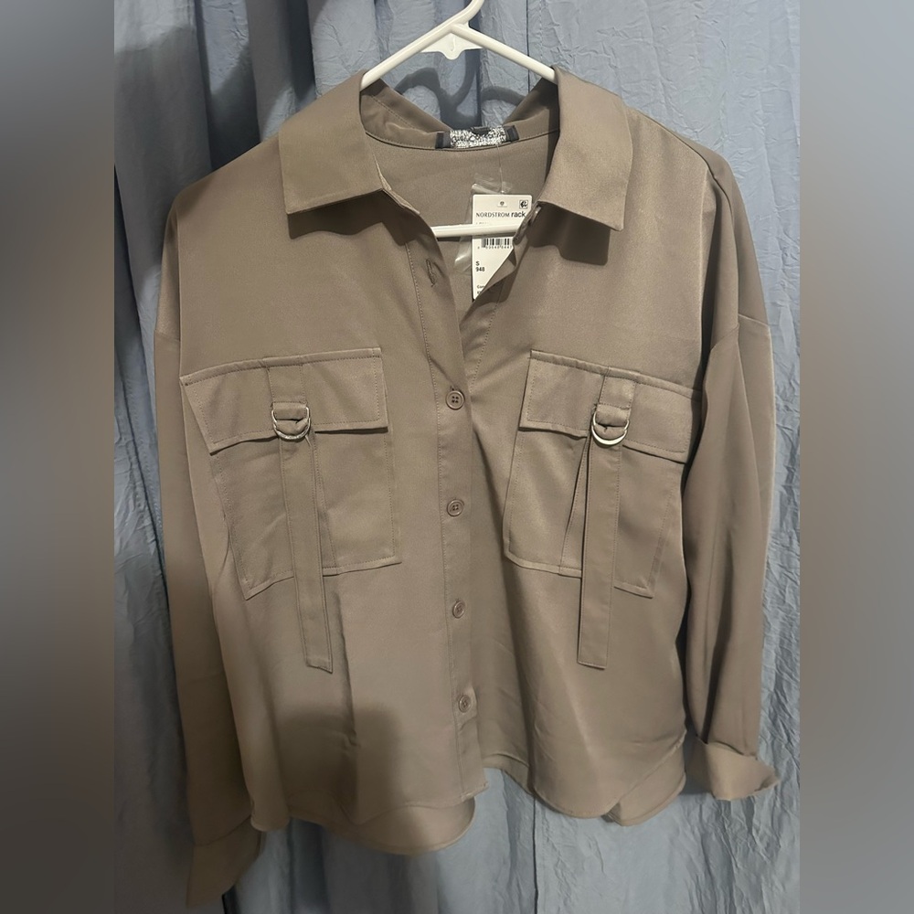 Grey Long-Sleeve Blouse NORDSTROM RACK